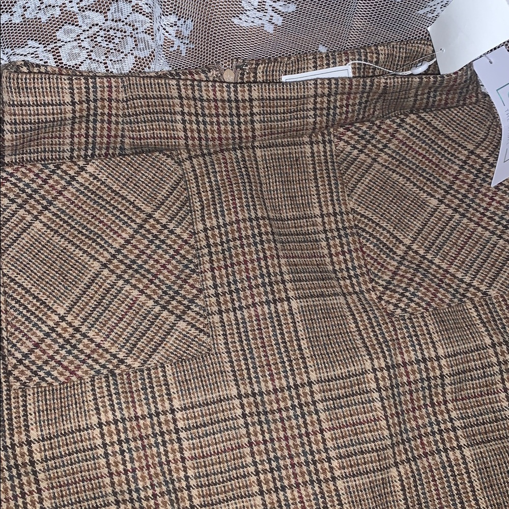 Sage Plaid Mini Skirt in Tan and Black